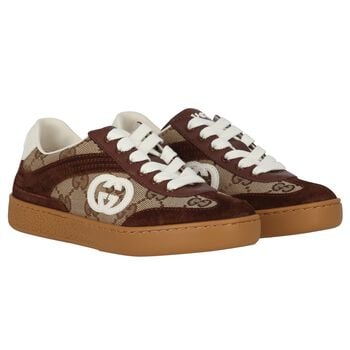 Beige GG logo Canvas Trainers