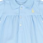 Baby Girls Blue Logo Romper, 1, hi-res