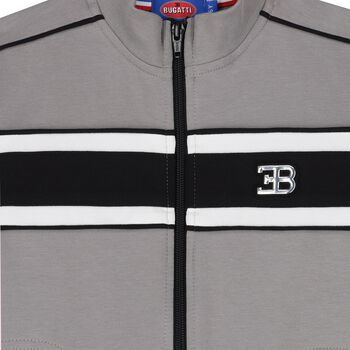 Boys Grey Logo Zip Up Top