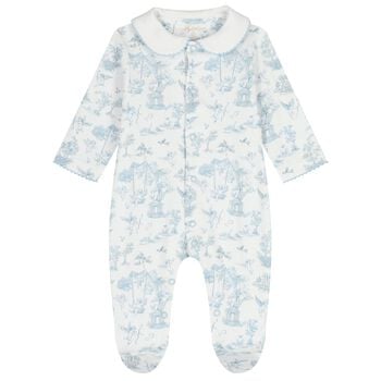 Baby Boys White & Blue Babygrow