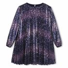 Girls Navy Blue Embellished Pleated Dress, 1, hi-res