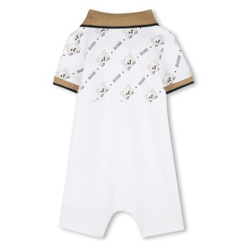 Baby Boys White Logo Romper