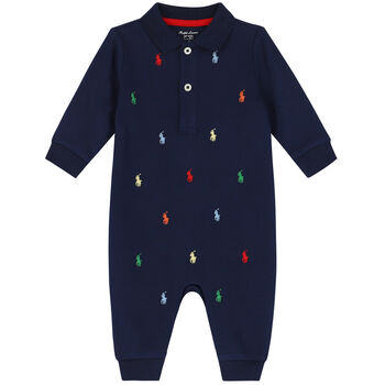 Baby Boys Navy Logo Romper