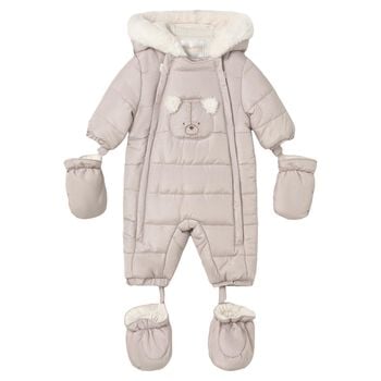 Beige Teddy Bear Baby Snowsuit