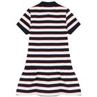 Girls White & Navy Blue Striped Polo Dress, 3, hi-res