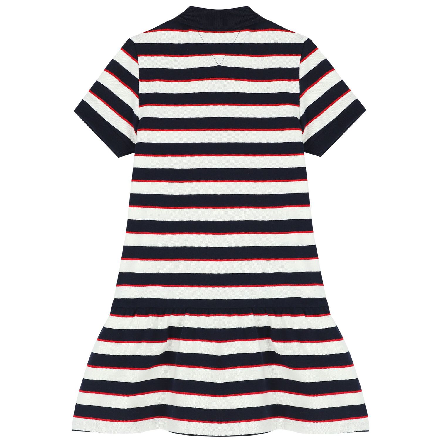 Girls White & Navy Blue Striped Polo Dress, 3, hi-res