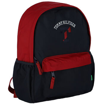 Boys Navy Blue & Red Varsity Logo Backpack