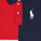 Baby Boys White, Red & Navy Blue Logo Polo Romper, 1, hi-res