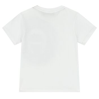 Younger Boys White & Navy Logo T-Shirt