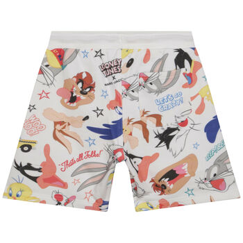 White Looney Tunes Logo Shorts