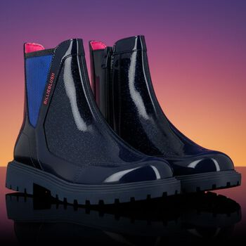 بوتس من الجلد باللون الكحلي للبنات 