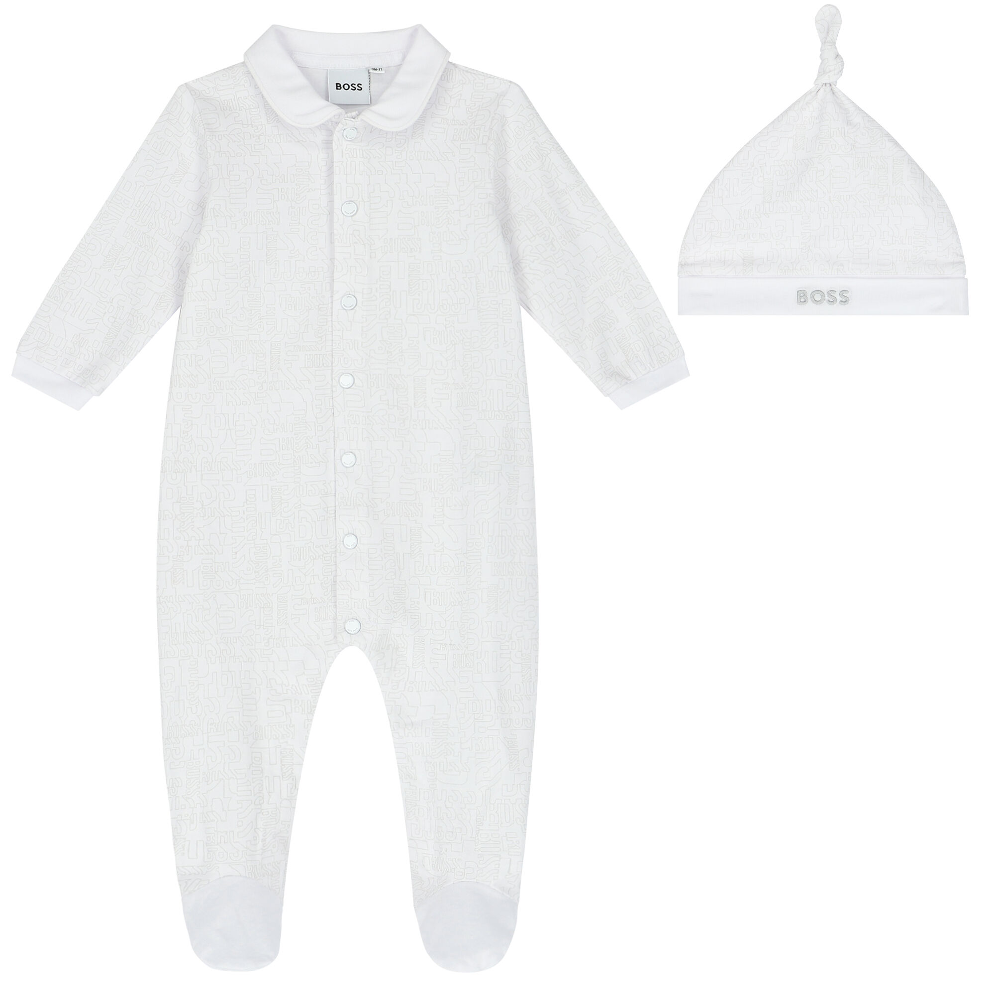 BOSS Baby Boys White Logo Babygrow Set Junior Couture UAE