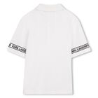 Boys White Logo Polo Shirt, 1, hi-res