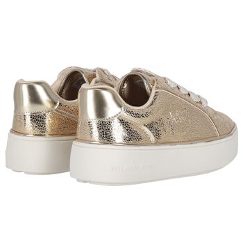 Girls Gold & Ivory Logo Trainers