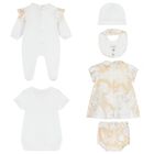 Baby Girls White & Beige Geo Map Gift Set, 1, hi-res