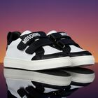 White & Black Teddy Bear Logo Trainers, 1, hi-res