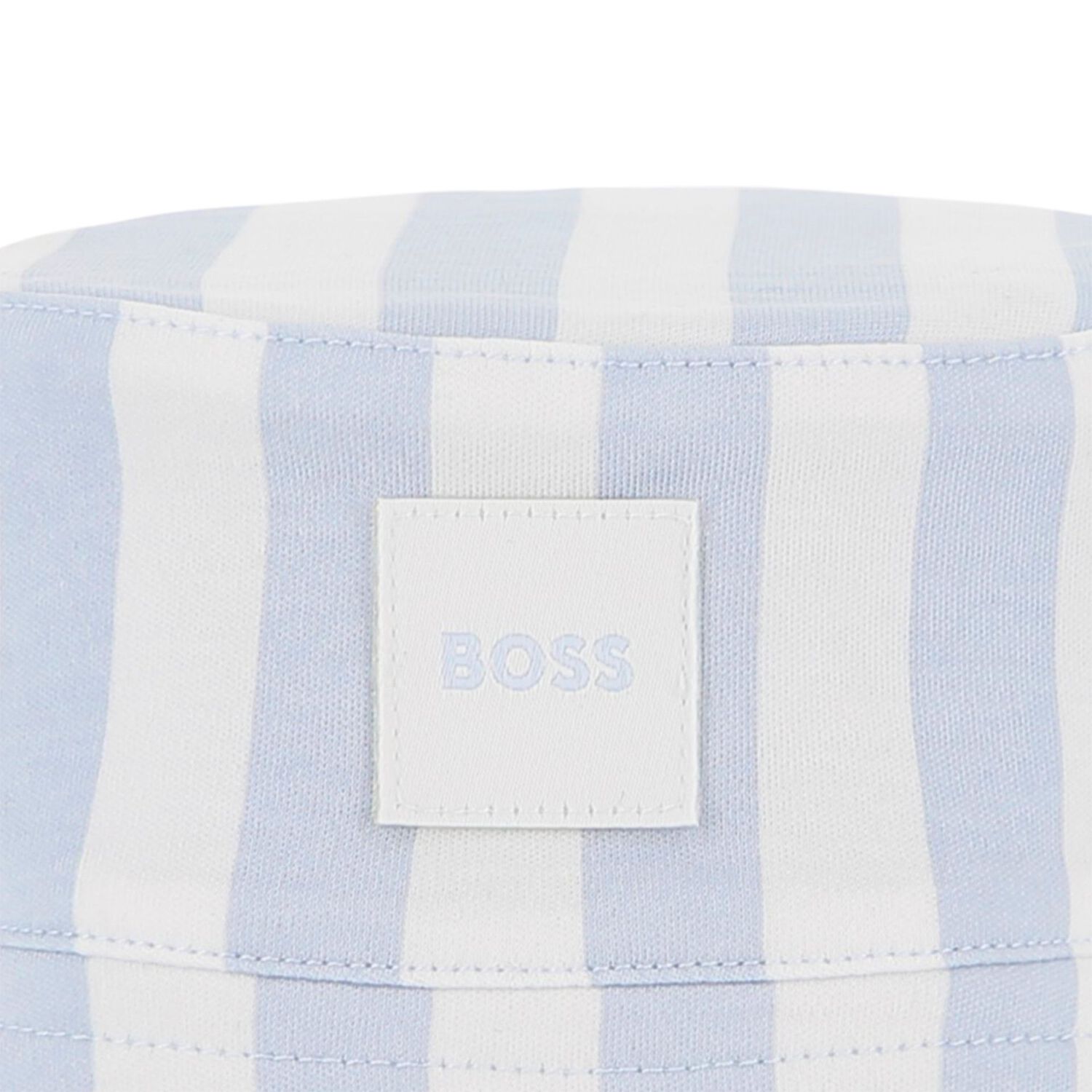 Baby Boys Blue & White Striped Logo Hat, 1, hi-res
