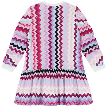 Girls Purple & Pink Logo Zigzag Dress