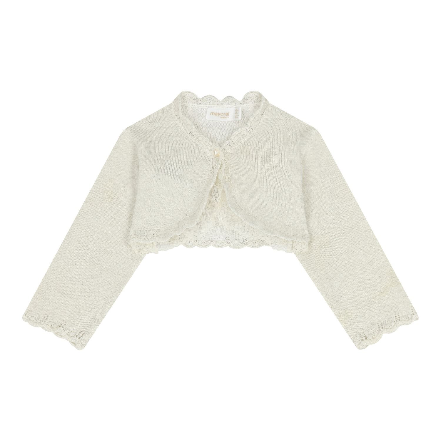 Baby Girls Ivory Knitted Cardigan, 3, hi-res