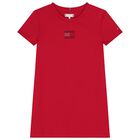 Girls Red Logo Dress, 1, hi-res