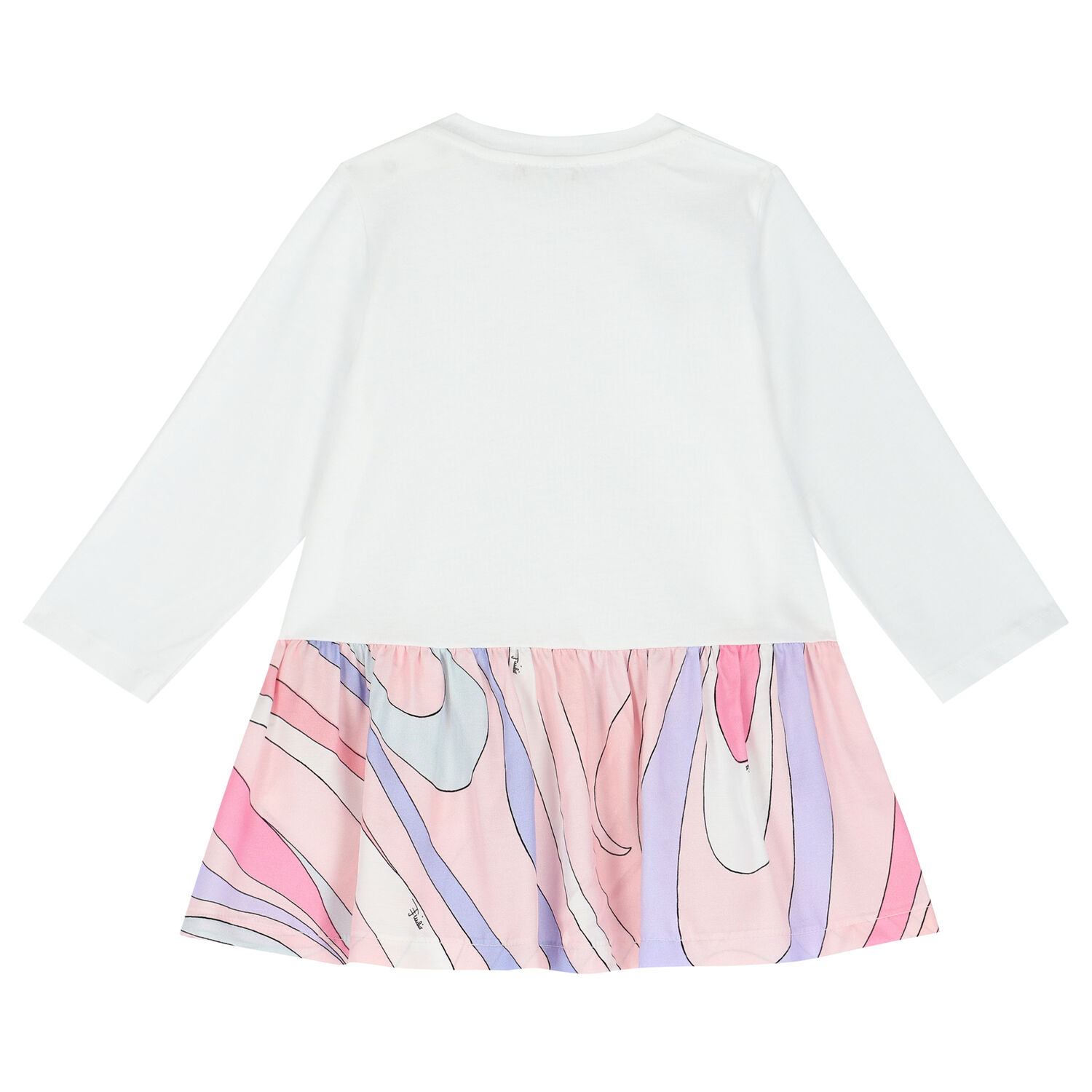 Younger Girls White & Pink Logo Dress, 1, hi-res