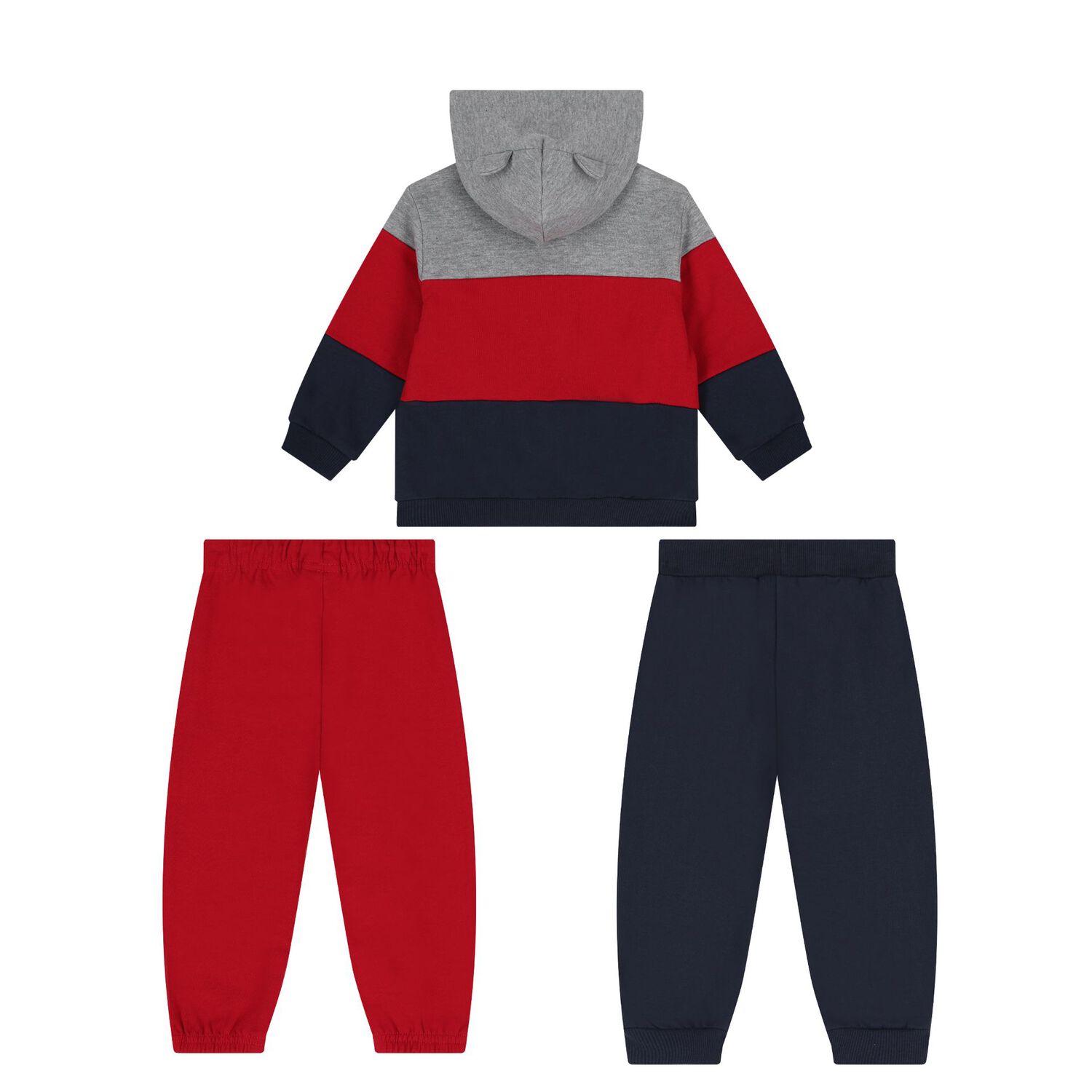 Younger Boys Grey, Red & Navy Blue 3-Piece Tracksuit, 3, hi-res image number null