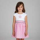 Girls Pink & White Striped Dress, 1, hi-res