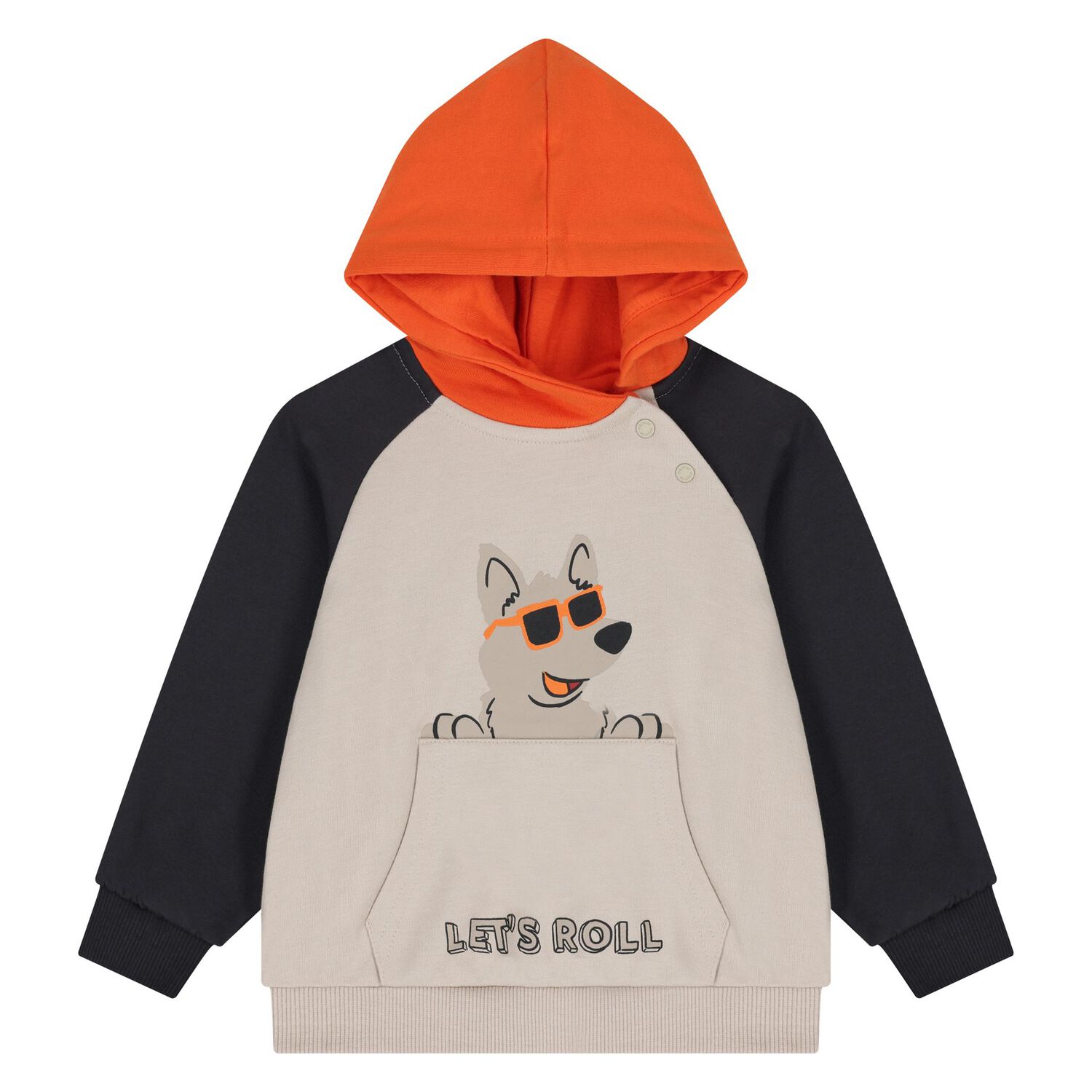 Younger Boys Beige, Grey & Orange 3 Piece Tracksuit, 1, hi-res