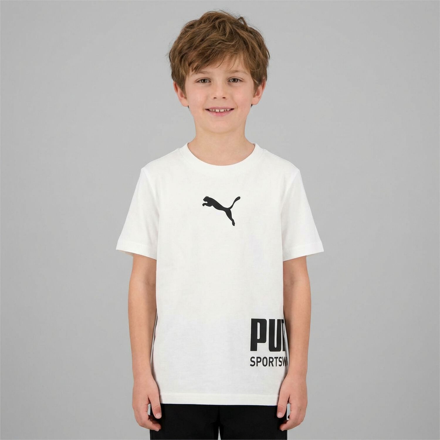Boys White Logo T-Shirt, 1, hi-res