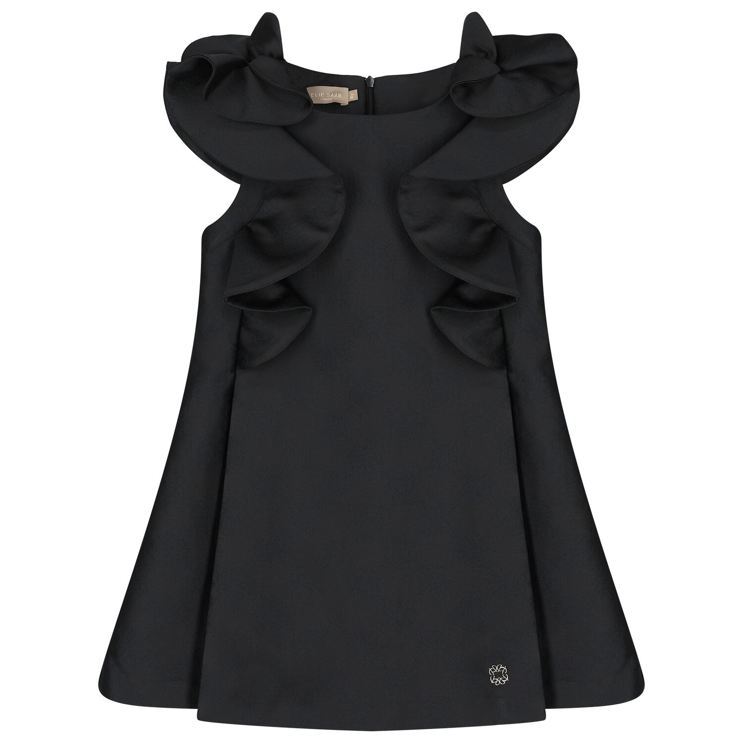 Girls Black Jacquard Dress, 1, hi-res