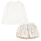 Girls Ivory Heart Skirt Set, 1, hi-res