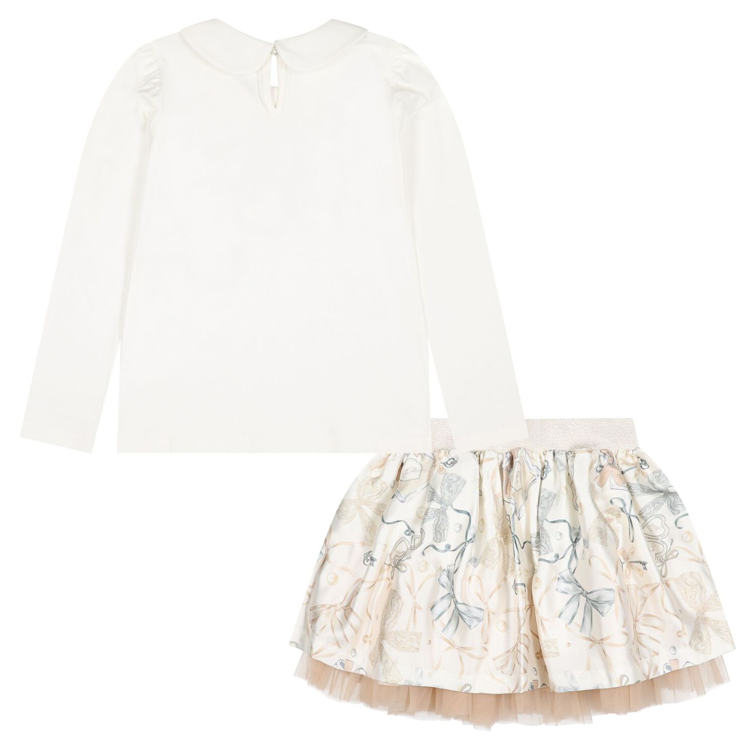Girls Ivory Heart Skirt Set, 1, hi-res