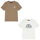 Boys White & Beige Logo T-Shirts ( 2-Pack ), 1, hi-res