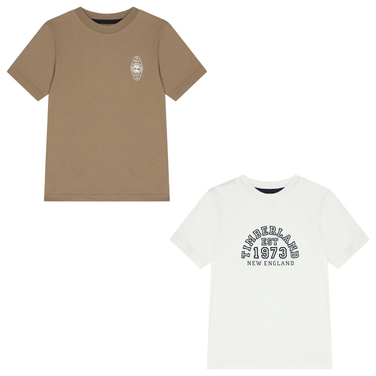 Boys White & Beige Logo T-Shirts ( 2-Pack ), 1, hi-res