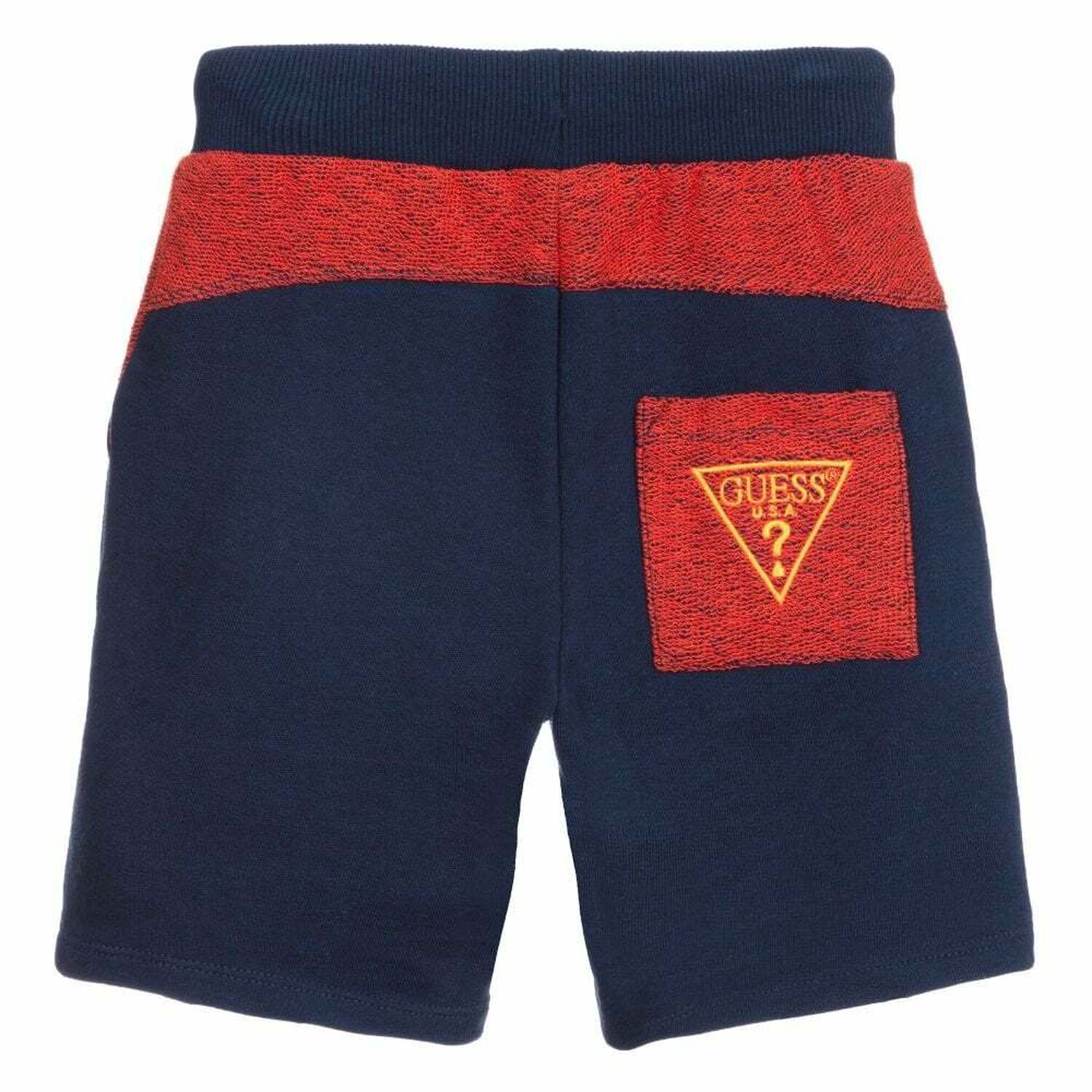 Boys Navy & Orange Logo Shorts, 1, hi-res image number null