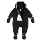 Baby Boys Black Logo Padded Snowsuit, 1, hi-res
