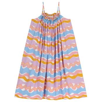Girls Multi-Coloured Wavy Stripe Dress