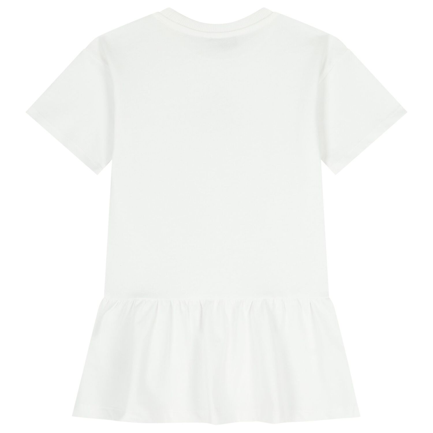 Girls White Teddy Bear Logo Dress, 1, hi-res