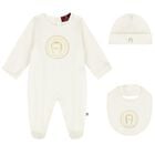 Ivory & Gold Logo Babygrow Gift Set, 1, hi-res