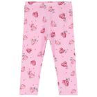 Younger Girls Pink Floral Leggings, 1, hi-res