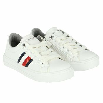 Girls White Logo Trainers