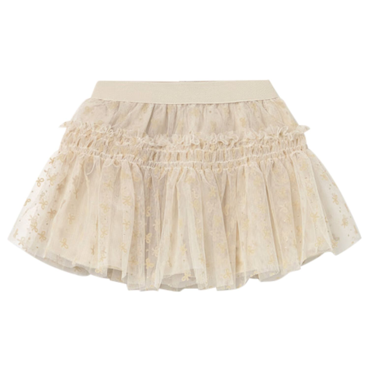 Younger Girls Beige Tulle Skirt, 3, hi-res