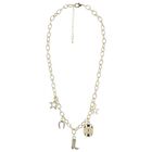 Girls Gold Metal Cowgirl Charm Necklace, 1, hi-res