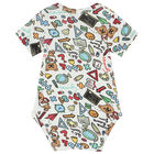 بودى سوت أولاد بالشعار باللون الابيض (2 قطع), 1, hi-res