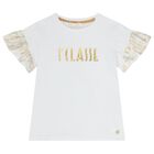 طقم تنورة للبنات بتصميم خريطة جغرافية باللون الأبيض والذهبي, 1, hi-res