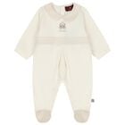 Ivory & Beige Teddy Bear Logo Babygrow, 1, hi-res