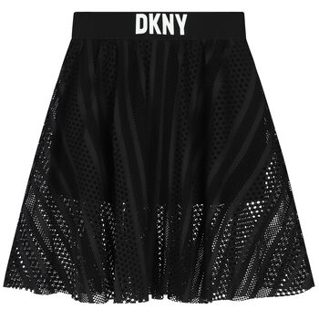 Girls Black Mesh Logo Skirt