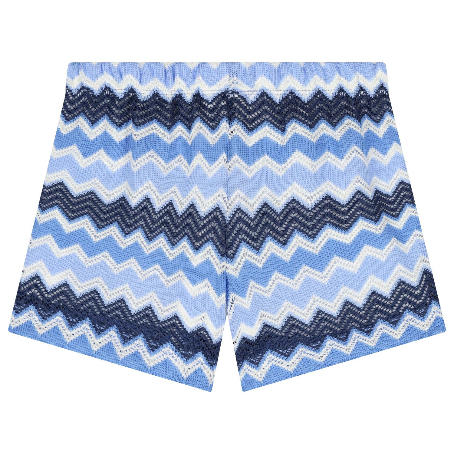 Girls White & Blue Zigzag Shorts Set, 3, hi-res image number null