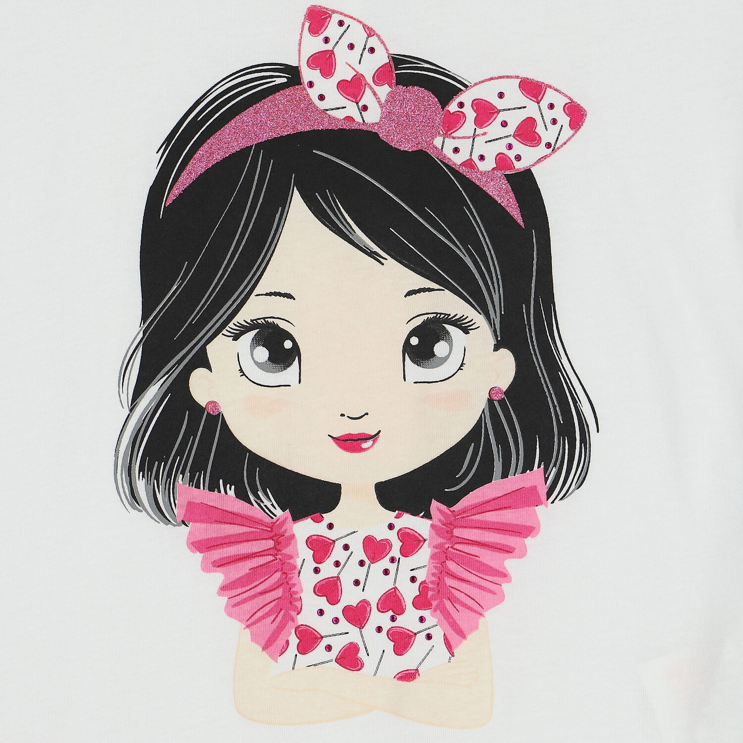 Girls White & Pink Glitter T-Shirt, 1, hi-res