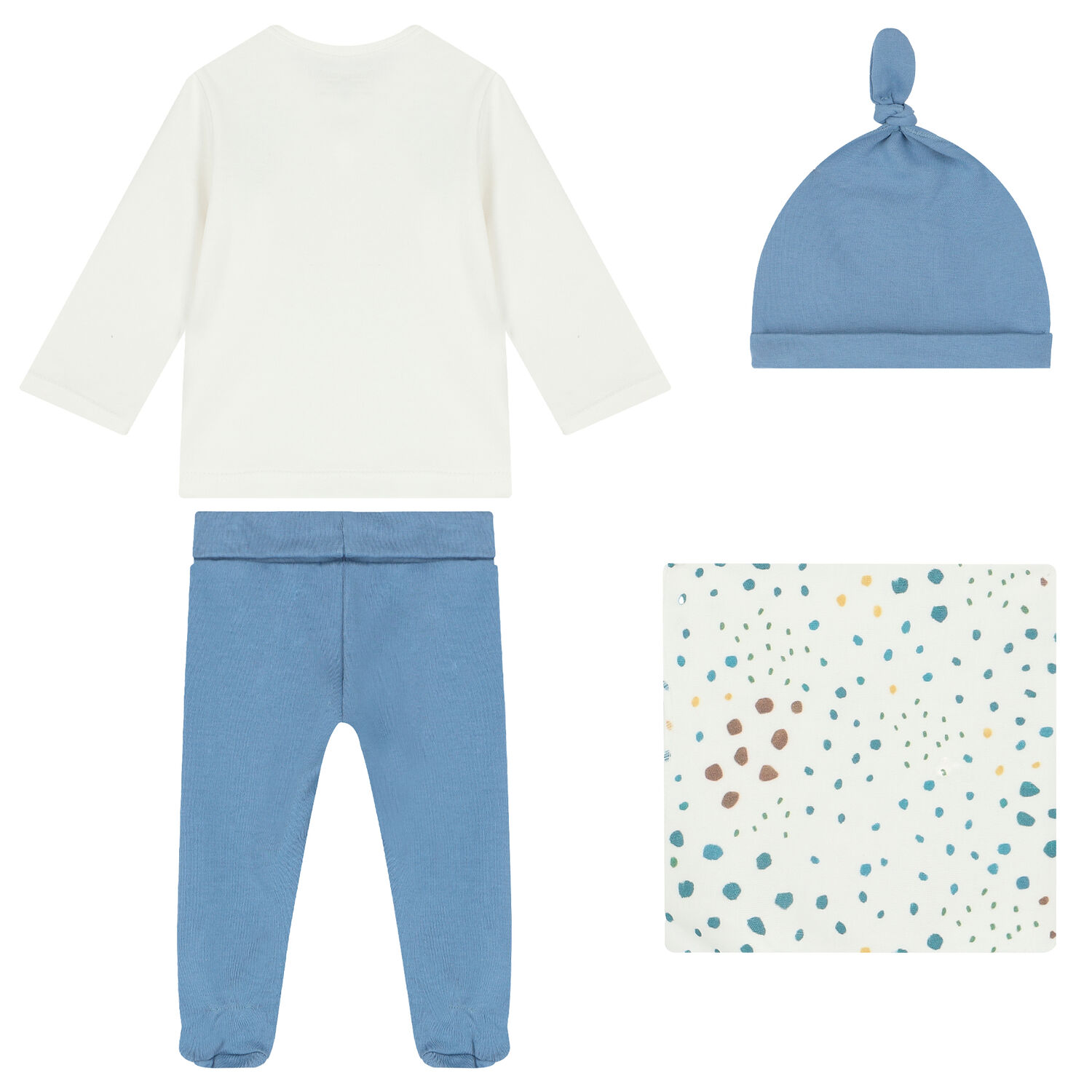 Baby Girls White & Blue 4-Piece Set, 3, hi-res